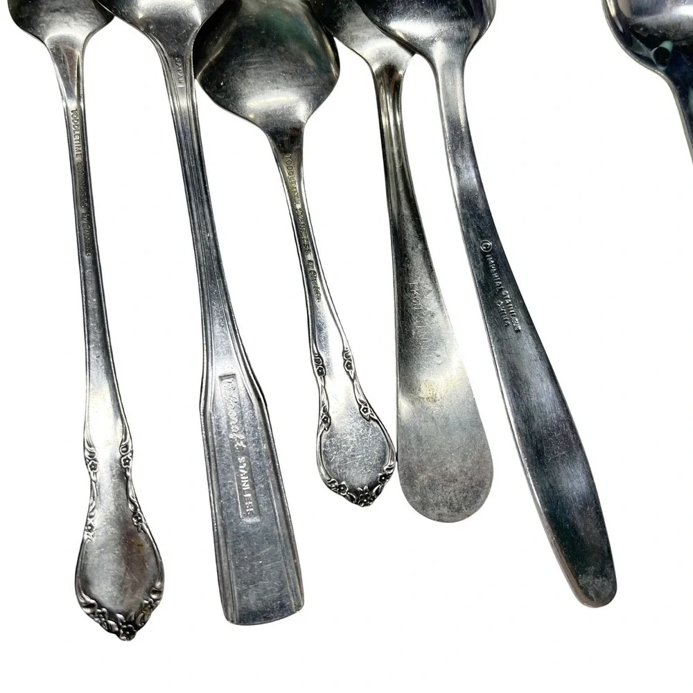Assorted Stainless Steel Flatware Grapefruit Spoons Fork 9pcs Needs Cleaning